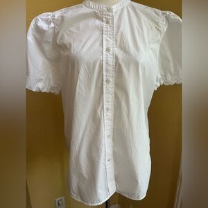 J. Crew White Blouse with Puffed Sleeves. Size 10